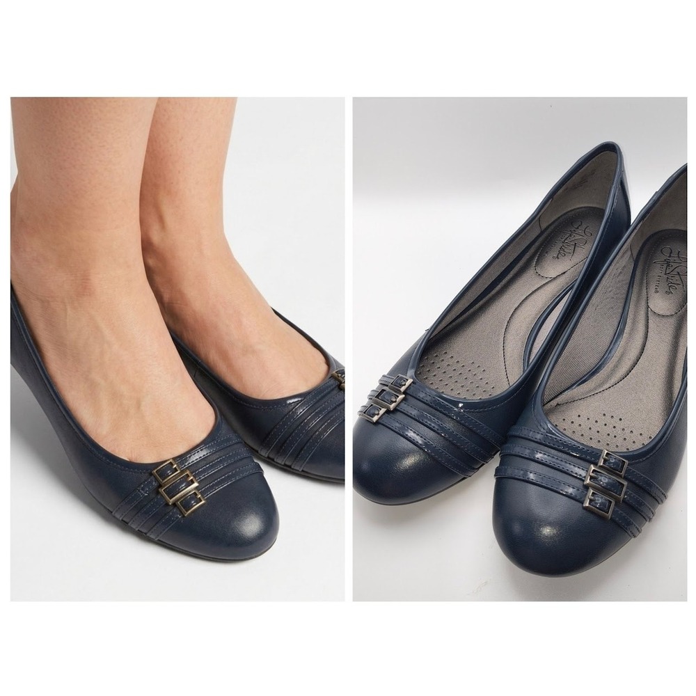 LifeStride‎ Flats Womens 11M Navy Blue Buckle Detail LifeSystem Comfort Shoes